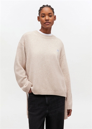 Future wool mix oversized o-neck strik Sand K2633 Ganni